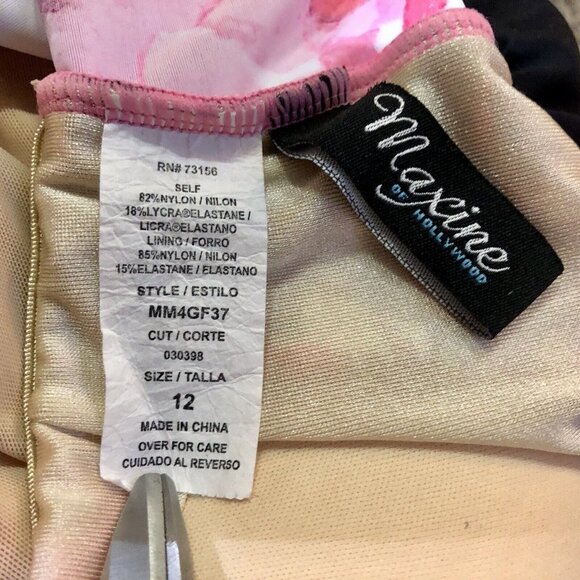 Maxine of Hollywood Swimsuit Womens 12 Used Pink Red Purple Floral Black MM4GF37 - Picture 8 of 13